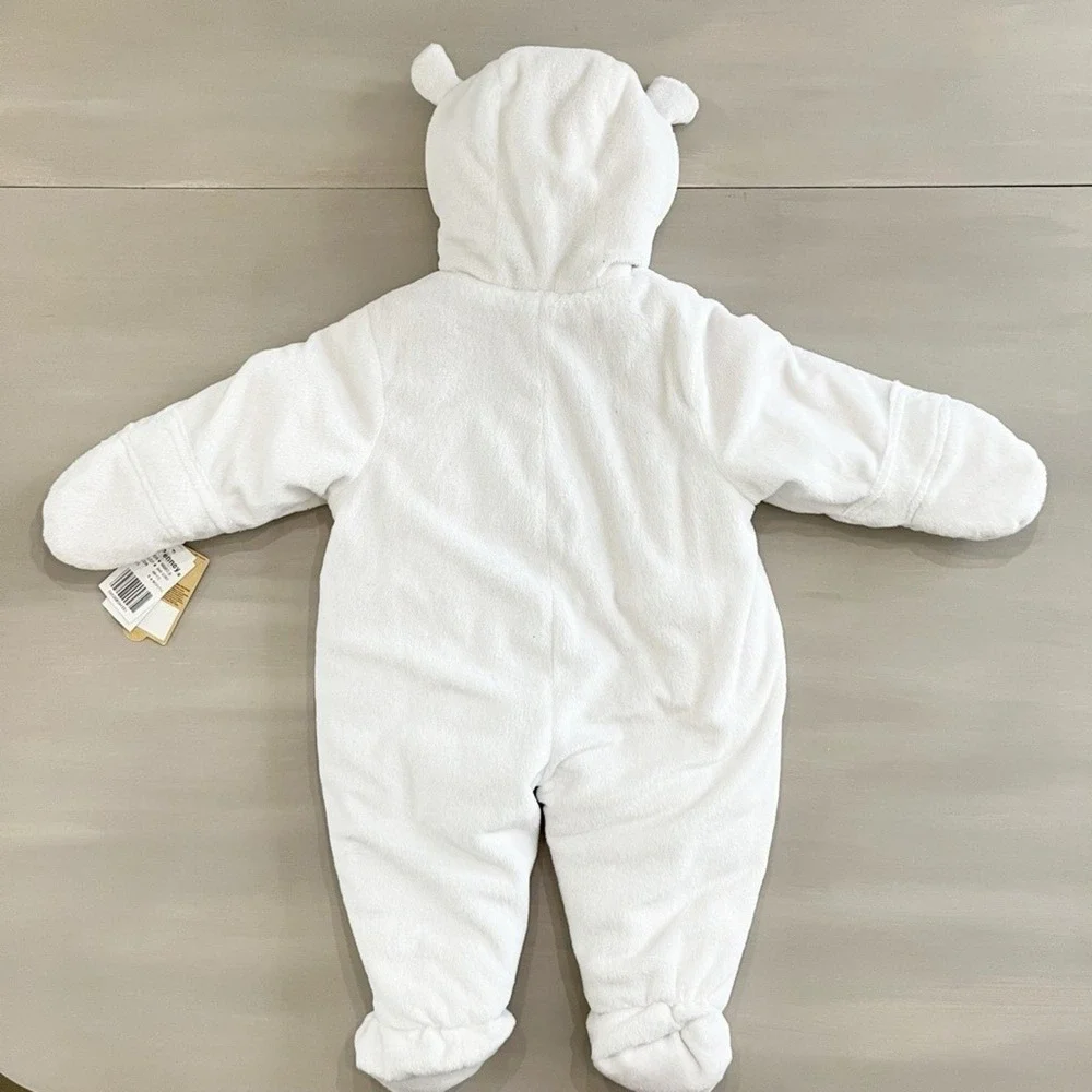 Carter's Baby Girl Bunting 6–9M Snowsuit Faux Fur Mouse White Pink Hood NWT